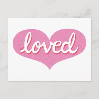 MUCH LOVED - Pink love heart Postcard