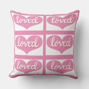 MUCH LOVED-  Pink love hearts - girl Throw Pillow