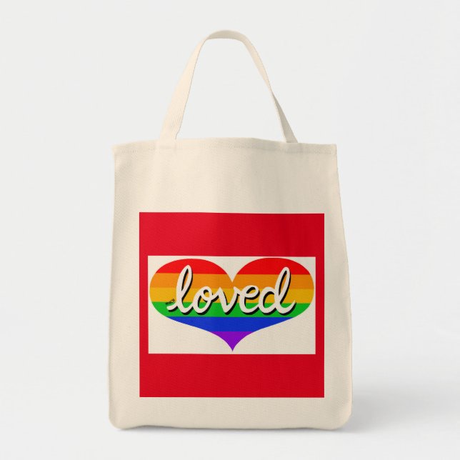 MUCH LOVED - Rainbow love hearts - Organic  Tote Bag (Front)