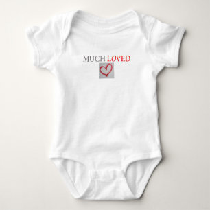 MUCH LOVED - Red graffiti heart  - boy/girl Baby Bodysuit