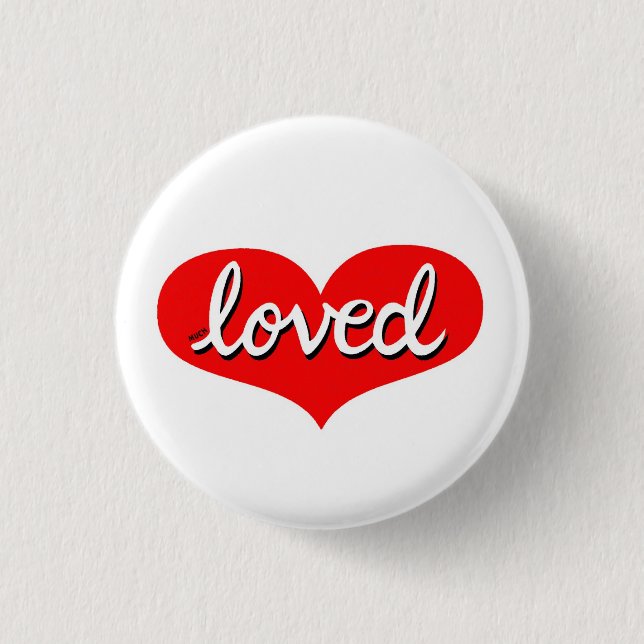 Much Loved - Red love heart - 1 Inch Round Button (Front)