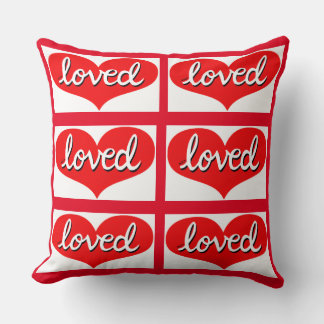 MUCH LOVED - Red love hearts- Throw Pillow
