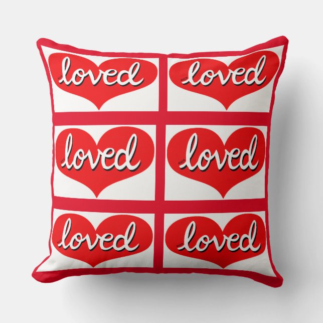 MUCH LOVED -  Red love hearts- Throw Pillow (Front)
