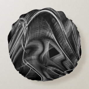Much twisted with grey grooves on dark background round pillow