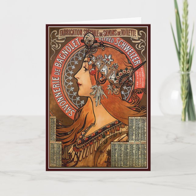 Mucha - Art Nouveau Holiday Card (Front)