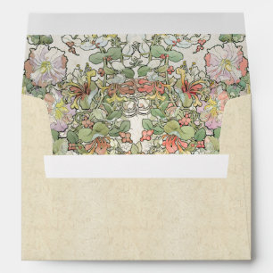 Mucha Art Nouveau Hollyhock Flowers Envelope