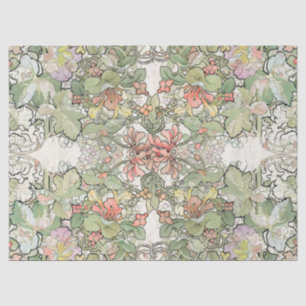 Mucha Art Nouveau Hollyhock Flowers Tissue Paper