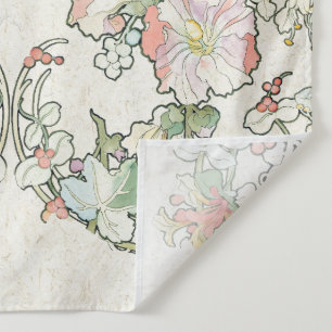 Mucha Art Nouveau Hollyhock Flowers Wall Tapestry