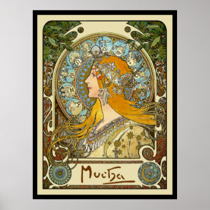 Mucha Art Nouveau Poster -  Zodiac  - La Plume