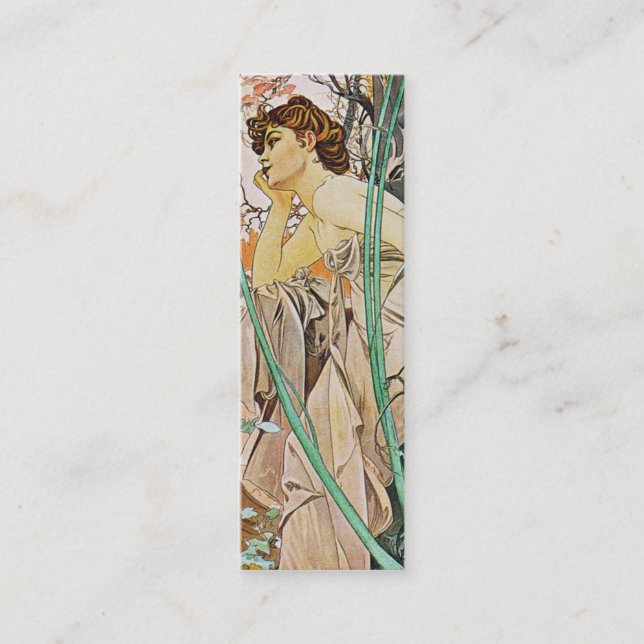 Mucha Art Nouveau Skinny Bookmark Business Cards (Front)