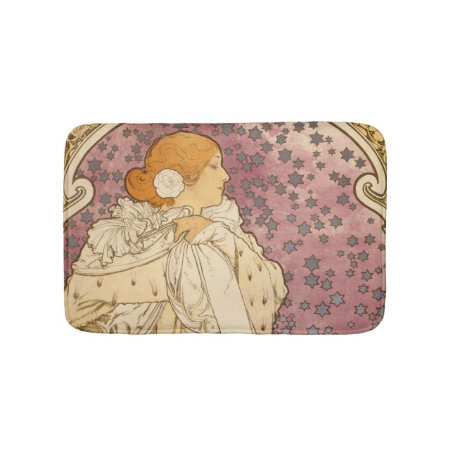 Mucha Art Nouveau Woman Beauty Bath Mat (Front)