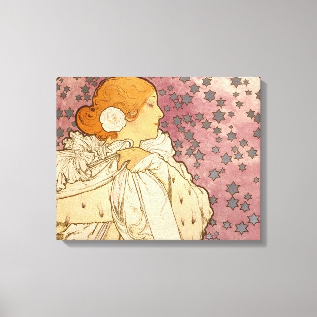 Mucha Art Nouveau Woman Beauty Canvas Print (Front)