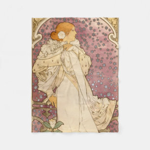 Mucha Art Nouveau Woman Beauty Fleece Blanket