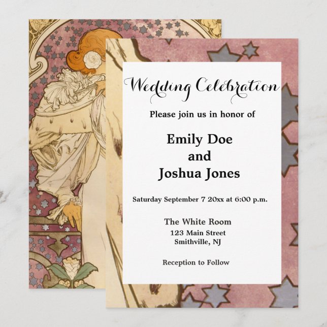 Mucha Art Nouveau Woman Beauty Invitation (Front/Back)