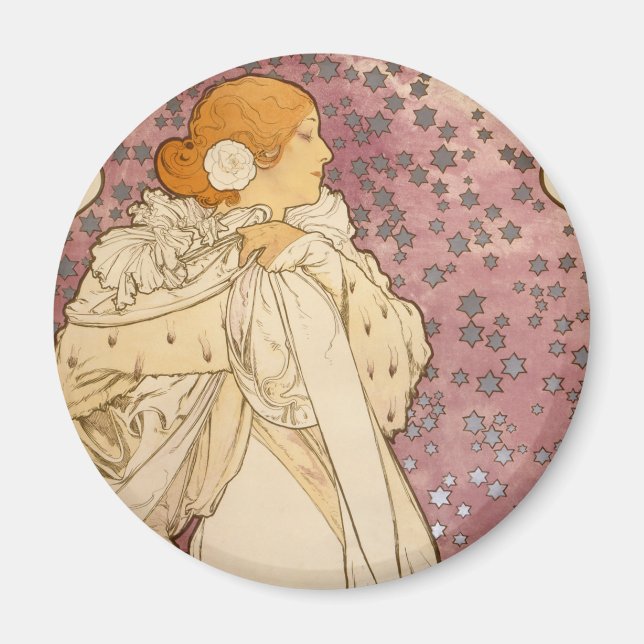 Mucha Art Nouveau Woman Beauty Magnet (Front)