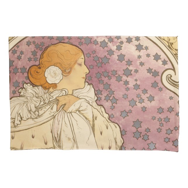 Mucha Art Nouveau Woman Beauty Pillowcase (Front)