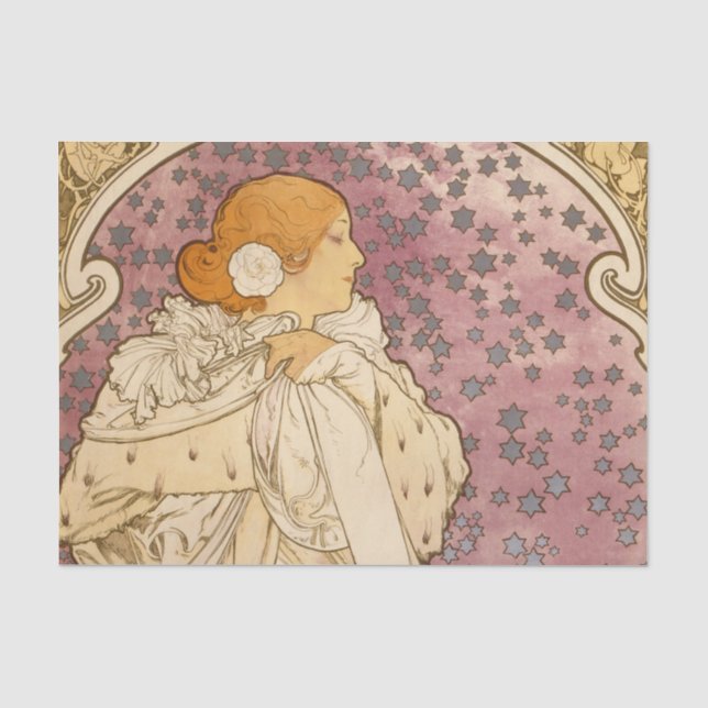 Mucha Art Nouveau Woman Beauty Tissue Paper (Front)