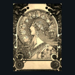 Mucha Art Nouveau Woman Vintage French Zodiac Post Poster<br><div class="desc">A very beautiful vintage travel poster advertising bicycle sports in the 1900s. Check out our shop for more Vintage Posters.</div>