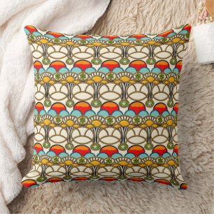 Mucha & Cliff (Colourful Art Nouveau) Throw Pillow