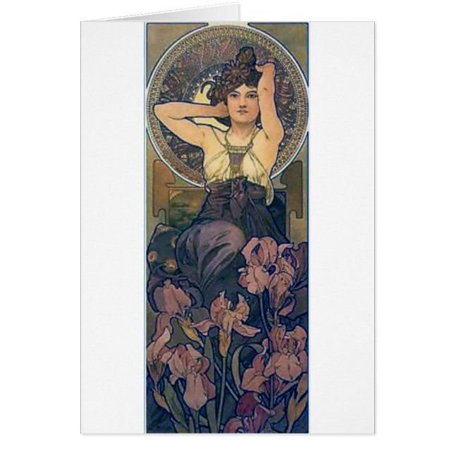 Mucha iris flowers woman art deco (Front)