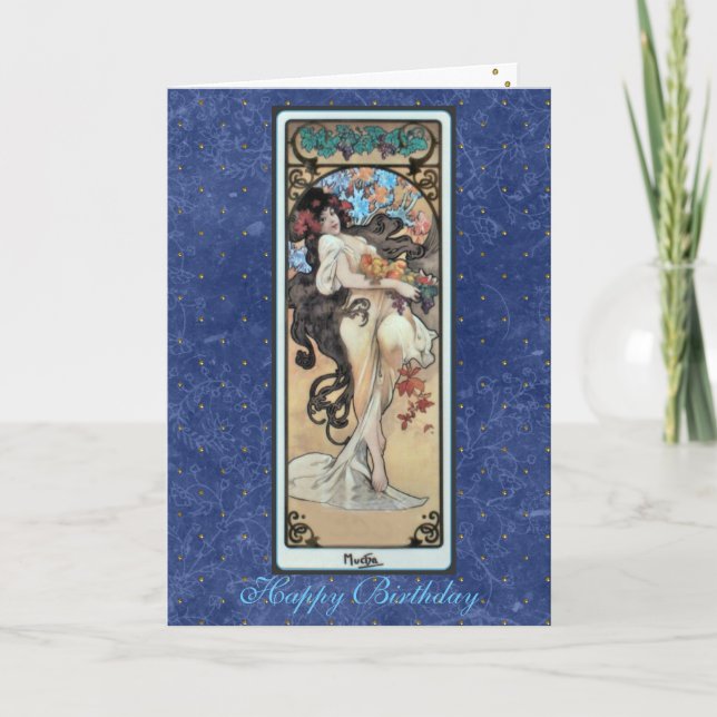 Mucha ~ "L'Amethyste" February BirthdayCard Card (Front)
