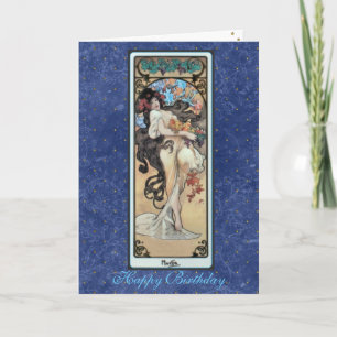 Mucha ~ "L'Amethyste" February BirthdayCard Card