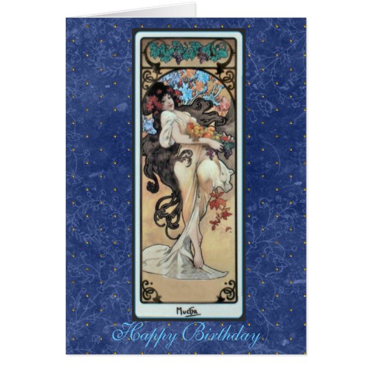 Mucha ~ "L'Amethyste" February BirthdayCard Card
