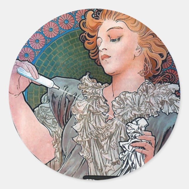 Mucha Lance Parfum Rodo perfume advertisement Classic Round Sticker (Front)