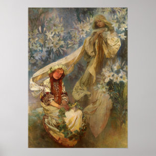 Mucha - Madonna Of The Lilies 1905 Poster