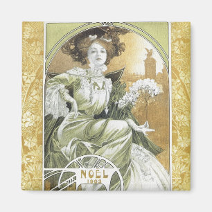 Mucha Magnet:  Alphonse Mucha - Art Nouveau Magnet
