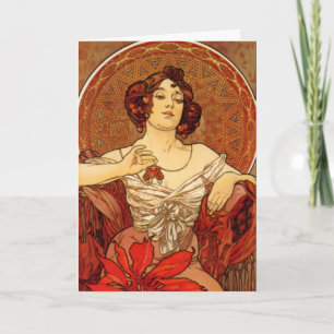 Mucha ~ "Precious Stone - Ruby" Juillet Carte d'an