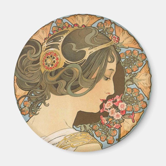 Mucha Primrose CC0639 Fridge art collection Magnet (Front)