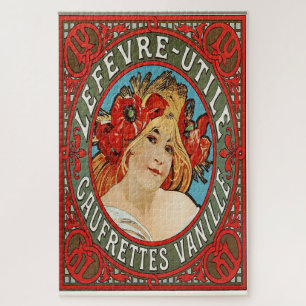 Mucha’s Vintage Elegance: Lefèvre-Utile Gaufrettes Jigsaw Puzzle