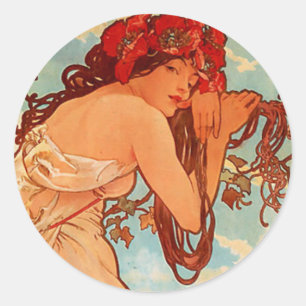 Mucha Summer Classic Round Sticker