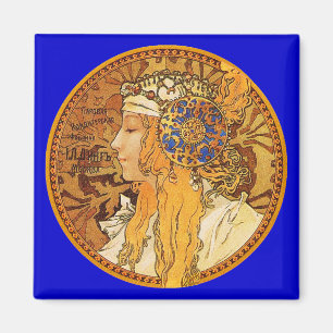 Mucha - Woman with Jewels - Vintage Art Magnet