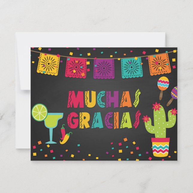 Muchas Gracias Carte de remerciements - noir (Devant)