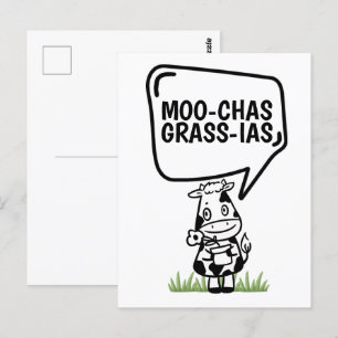 Muchas Gracias Cow Themed Many Thanks Funny Postcard