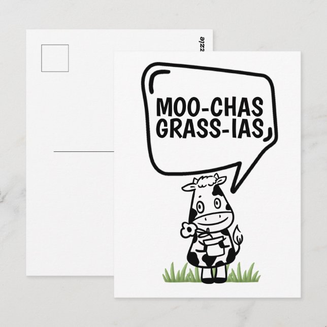 Muchas Gracias Cow Themed Many Thanks Funny Postcard (Front/Back)
