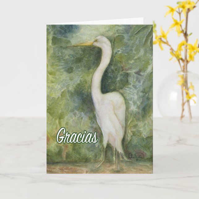 Muchas Gracias Merci Carte espagnole Oiseau d'aigr (Fleur jaune)