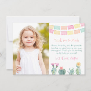 Muchas Gracias Papel Picado Cacti Birthday Picture Thank You Card