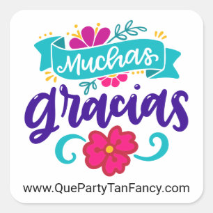 Muchas Gracias, Personalized Spanish Square Sticker