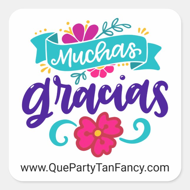 Muchas Gracias, Personalized Spanish Square Sticker (Front)