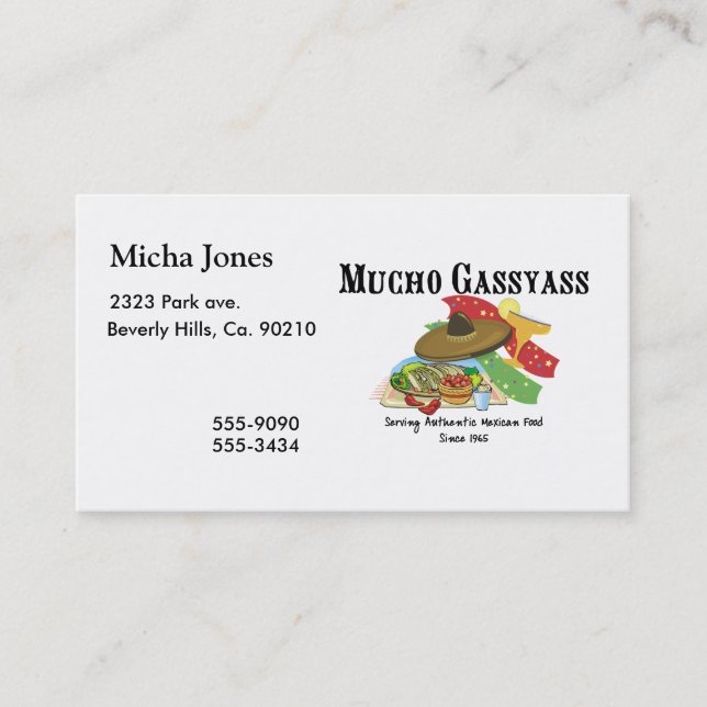 Mucho Gassyass Mexican Food Business Card (Front)