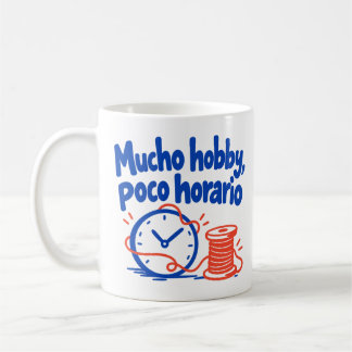 Mucho hobby, poco horario: reloj y carrete coffee mug