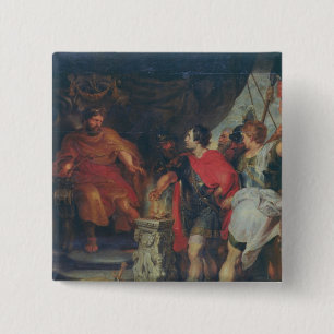 Mucius Scaevola before Lars Porsena, c.1618-20 2 Inch Square Button