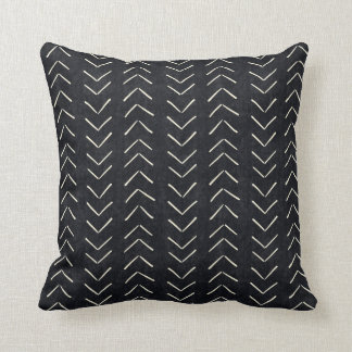 Mud Cloth Big Arrows Black and White Throw Pillow