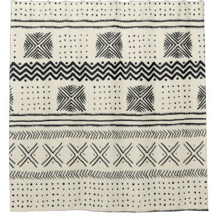 Mud Cloth Geometric Stripe in Black and Cream