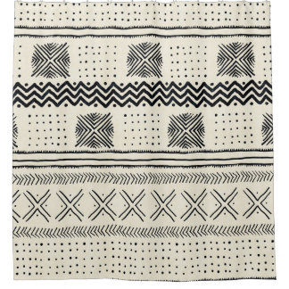 Mud Cloth Geometric Stripe in Black and Cream