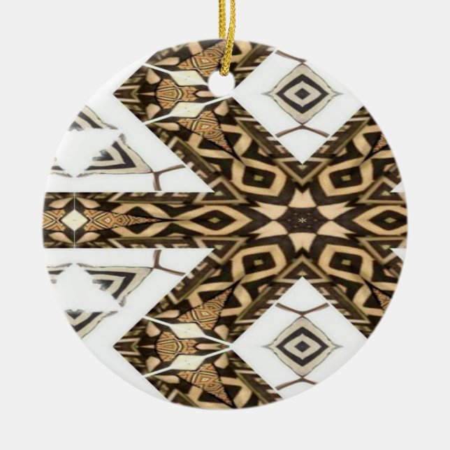 Mud cloth pattern ceramic ornament (Front)