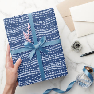 Mud Cloth Stitch Stripes in Indigo Blue Wrapping Paper